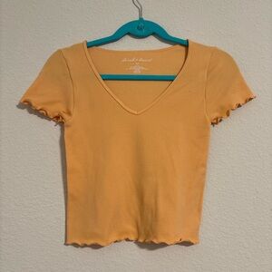 Derek Heart Yellow Crop Ruffled Tee
